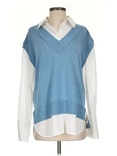 Pre-owned Foil 3/4 Sleeve Blouse In Blue