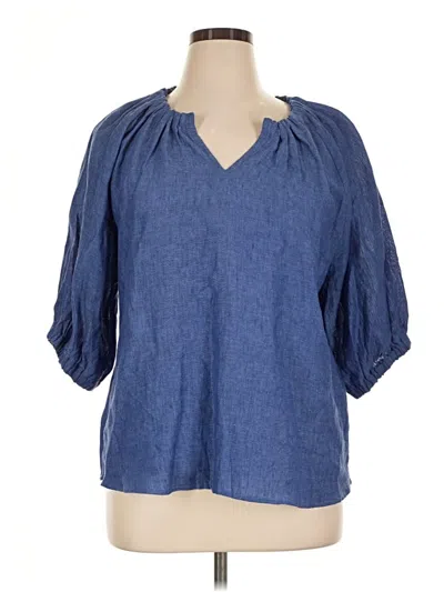 Pre-owned Foil 3/4 Sleeve Blouse In Blue