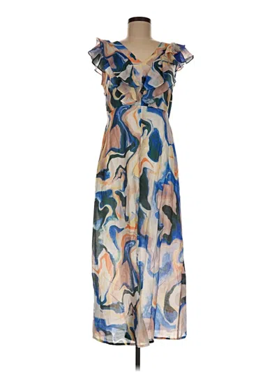 Foil Casual Dress In Blue