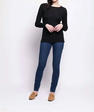 Foil Fine Merino Crew Neck Top In Black