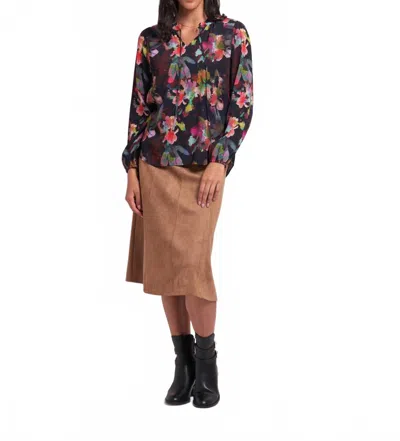 Foil Flare Play Midi Skirt In Biscuit In Brown