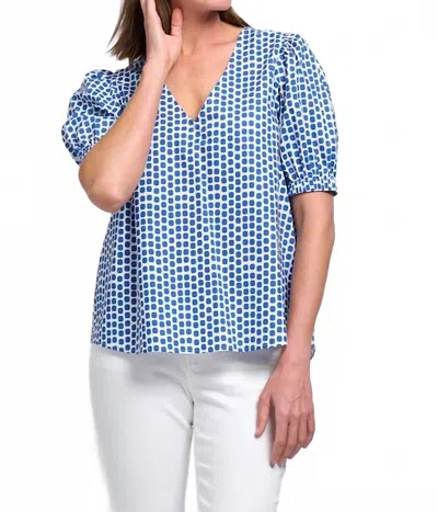 Foil Keep The Faith Top In Blue Spot