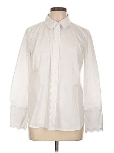 Pre-owned Foil Long Sleeve Blouse In White