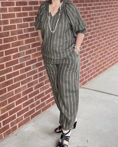 Foil Up & Away Pant In Bay Leaf Linear In Multi