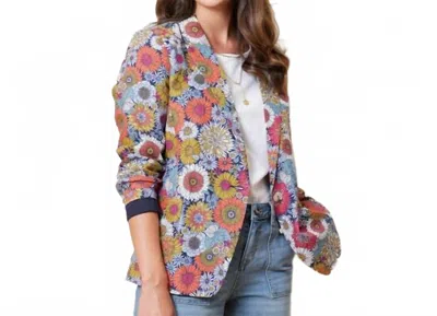 Foil Whistle And Flute Blazer In Floral In Purple