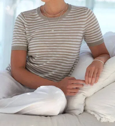 Foil Why Knot Stripe Top In Clean Khaki In Brown