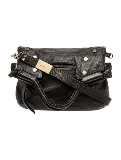 Pre-owned Foley + Corinna Embossed Leather Top Handle Bag In Black