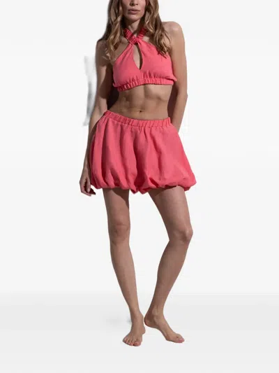 Folie Du Lin Oropheea Cut-out Bubble-hem Playsuit In Red