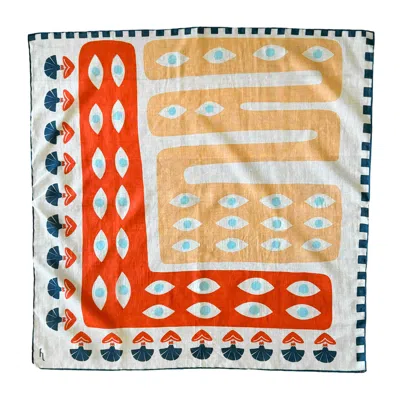 Folie Living Women's Blue / Red / White Apple Of My Eye Cotton Scarf Small In Neutral