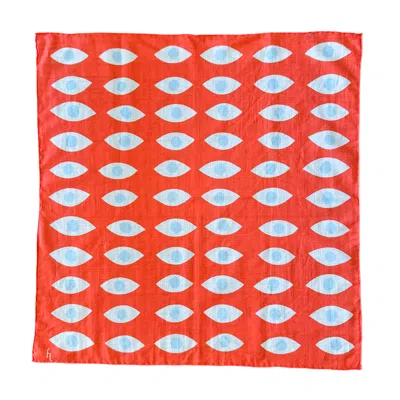 Folie Living Women's Red / Blue / White All Eyes On Me Cotton Scarf Small