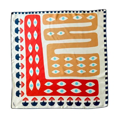 Folie Living Women's Red / White / Blue Apple Of My Eye Silk Scarf Small In Multi