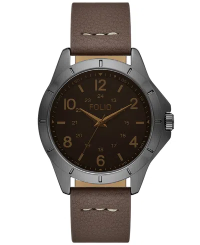 Folio Men's Three Hand Brown Polyurethane Watch 42mm