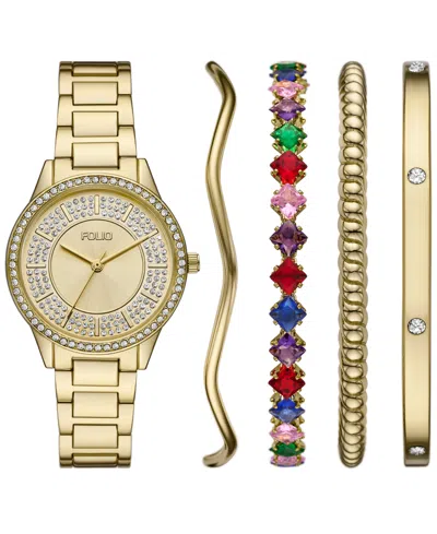 Folio Women's Three Hand Gold-tone Alloy Watch, 35mm