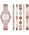 Folio Women's Three Hand Rose-gold-tone 31mm Watch And Bracelet Gift Set, 6 Pieces In Rose Gold