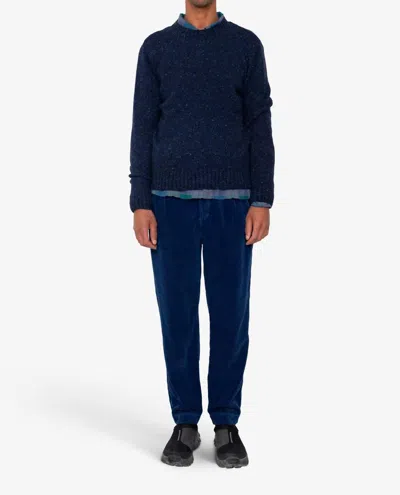 Folk Chain Crewneck Sweater In Navy Mohair In Blue