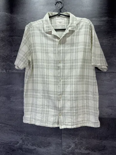Pre-owned Folk Classic Short Sleeve Checked Linen Shirt Size M In Beige