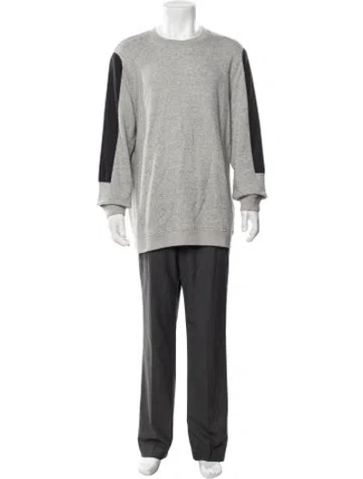 Pre-owned Folk Colorblock Pattern Crew Neck Sweatshirt In Grey