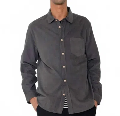 Folk Direction Babycord Shirt Top In Charcoal In Multi