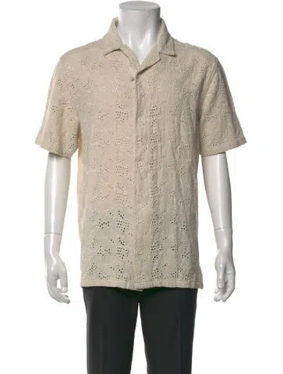 Pre-owned Folk Floral Print Short Sleeve Shirt In Neutrals