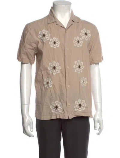 Pre-owned Folk Floral Print Short Sleeve Shirt In Neutrals