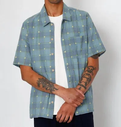 Folk Gabe Jacquard Floral Shirt In Blue/yellow Check