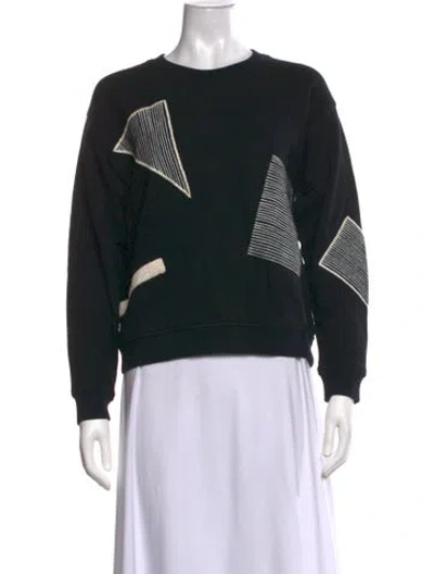 Pre-owned Folk Graphic Print Crew Neck Sweatshirt In Black