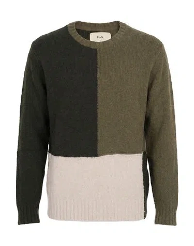Folk Man Sweater Military Green Size 3 Wool, Polyamide