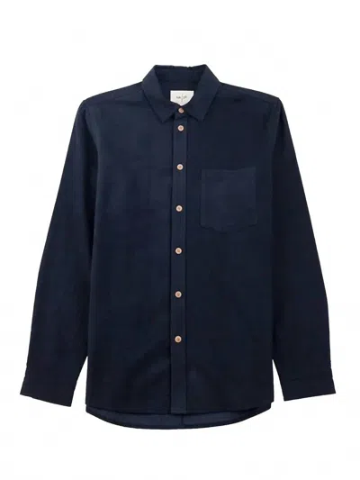 Folk Men's Direction Baby Cord Shirt Top In Dark Navy In Blue