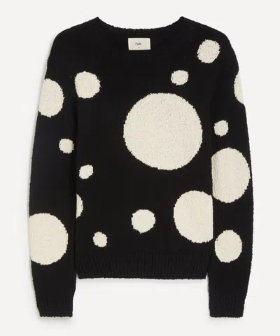 Folk Mens Chain Crew Black-white Dot Jumper In Multi