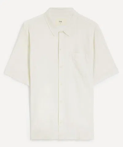 Folk Mens Gabe Linen-cotton Short Sleeve Shirt In White