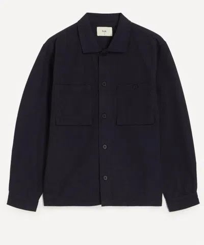Folk Mens Patch Corduroy Overshirt In Navy