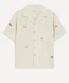Folk Mens Relaxed Soft Collar Scattered Embroidery Shirt In White