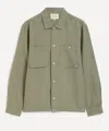 Folk Mens Sage Hemp Canvas Anniversary Patch Overshirt In Green