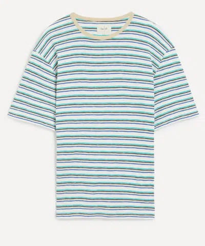 Folk Mens Short Sleeve Ecru Mix Multistripe T-shirt
