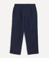 Folk Wide-leg Pleated Cotton And Linen-blend Trousers