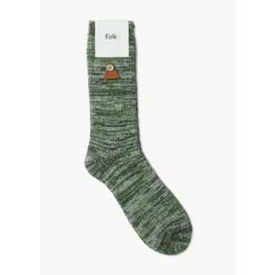 Folk Mens Wool Melange Sock In Olive Green In Brown