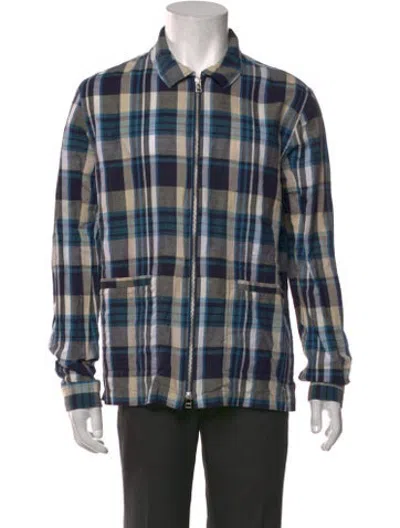 Pre-owned Folk Plaid Print Long Sleeve Shirt In Blue
