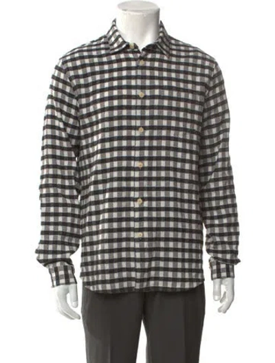 Pre-owned Folk Plaid Print Long Sleeve Shirt In Multi