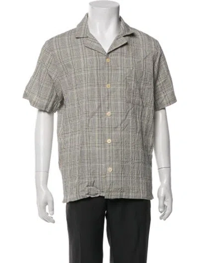 Pre-owned Folk Plaid Print Short Sleeve Shirt In Grey