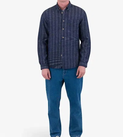 Folk Relaxed Fit Shirt In Navy Textured Stripe In Blue