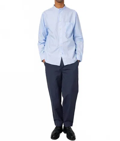 Folk Signal Straight Leg Pant In Dark Navy Slub Linen In Blue