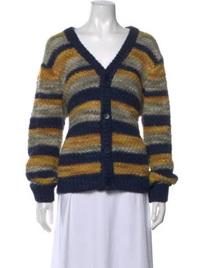 Pre-owned Folk Striped V-neck Sweater In Blue