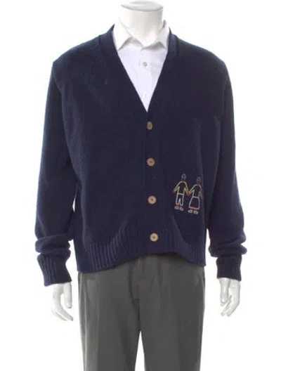 Pre-owned Folk V-neck Long Sleeve Cardigan In Blue