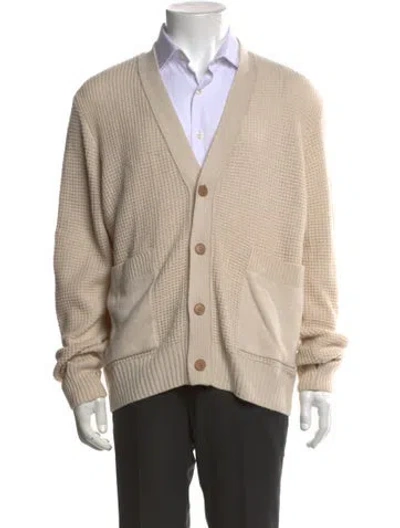 Pre-owned Folk V-neck Long Sleeve Cardigan In Neutral