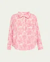 Folkloore Botanical-print Cotton Short Pajama Set In Giglio Print: Pink
