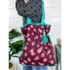 Folklore Couture Drawstring Cotton Market Tote Bag In Floral In Purple