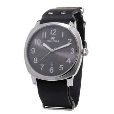 Folli Follie Leather Men's Watch In Black