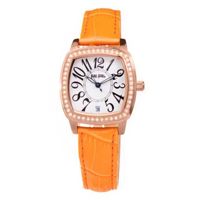 Folli Follie Leather Women's Watch In Orange