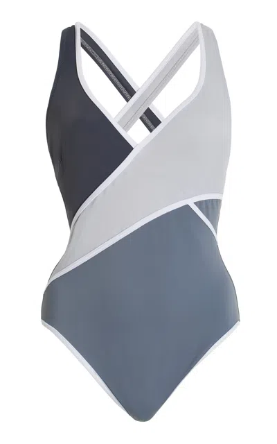 Follow Suit Exclusive Evie Color-blocked One-piece Swimsuit In Grey