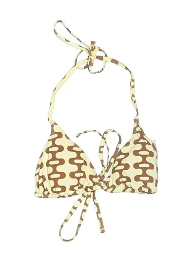 Pre-owned Follow Suit Swimsuit Top Tan Print Pattern Swimwear